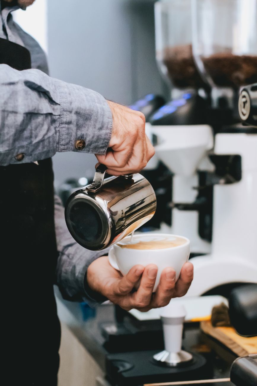 Preparação de café barista